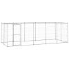 Outdoor Dog Kennel Galvanized Steel with Roof 130.2 ftÂ²