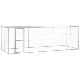 Outdoor Dog Kennel Galvanized Steel with Roof 130.2 ftÂ²