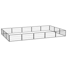 16-Panel Dog Playpen Black 39.4"x19.7" Powder-coated Steel (Color: Black)